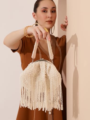 Image of THE TAN CLAN Ava Pearl Batua Bag for women Purses Luxury Evening Handbags for ladies with Magnetic Closure