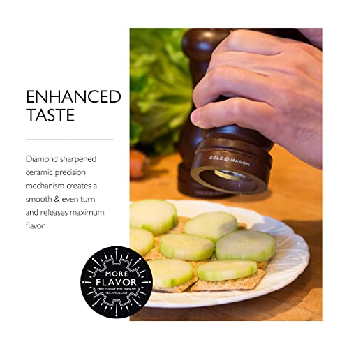 Cole & Mason 6.5-Inch Forest Capstan Salt Mill - Adjustable Salt Grinder - Refillable Spice Tools - Hand Wash Kitchen Tools - Beech Wood #TOP3