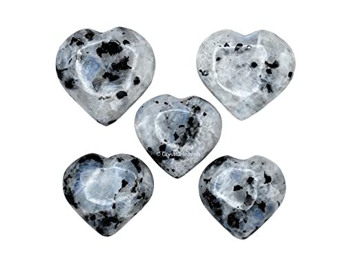 Image of Crystal Heaven Certified Rainbow Moonstone Crystal Heart Palm Pebbles Stones For Anxiety Stress Relief Massage- Aaa Grade Original Healing Gemstone Agate Heart Palm Stone For Yoga Meditation Spiritual