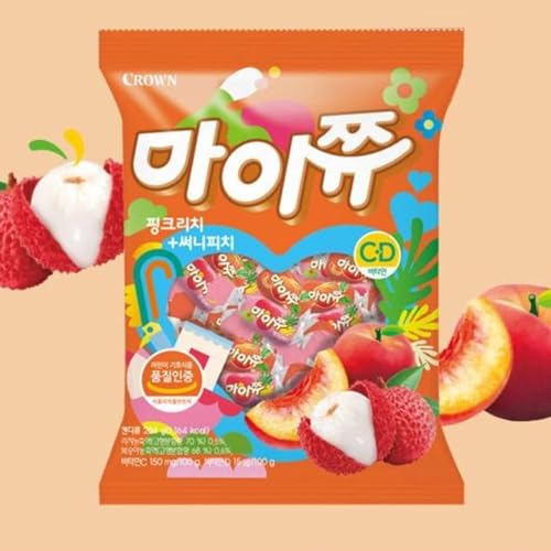LENITH K-Food Crown Chewy Fruit Snack Gummy Variety Pack Fruit Gummy Candy 284g – Pink Rich Sunny Peach (Pack of 1)
