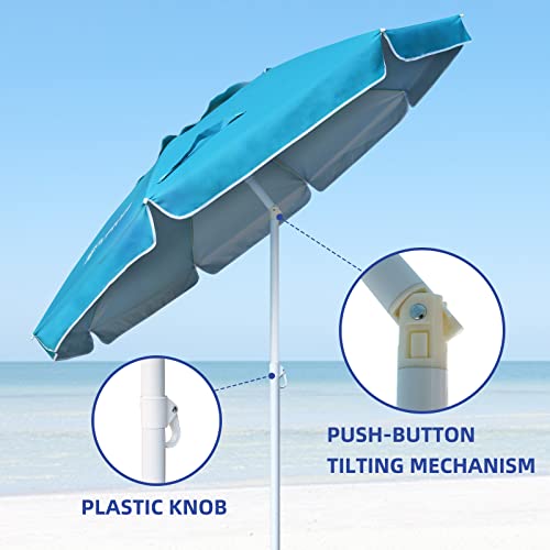 Ammsun 6.5 Foot Heavy Duty High Wind Beach Umbrella With Tilt Sun Shelter, Uv 50+ Protection Outdoor Sunshade Umbrella With Carry Bag For Patio Garden Beach Pool Backyard Sky Blue #TOP5