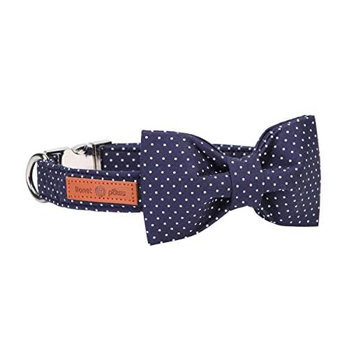 lionet paws Hundehalsband mit Fliege, Langlebiges Bequemes Baumwolle Halsband mit Metall-Klickverschluss für Hunde und Katzen, Hals 20-30cm