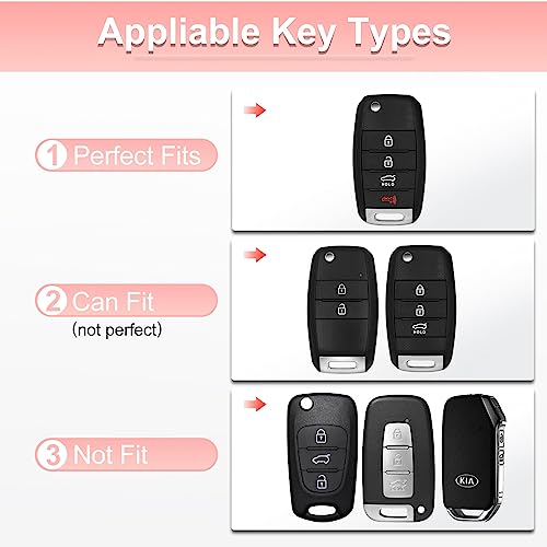 Image of Pangpai Pink Key Fob Cover for Kia, Soft TPU Key Case Protection with Bling Keychain Fit for Kia Sedona Rio Optima Soul Sportage Sorento Carens Flip Key