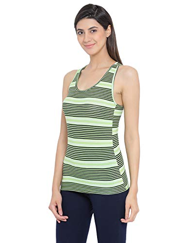 Image of Clovia Women's Cotton Rich Striped Tank Top