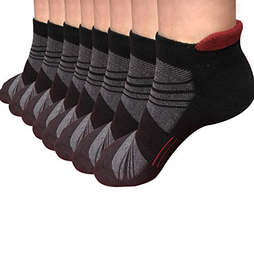 B&Q Mens 8 Packs Low Cut Ankle Tab Breathable Comfortable Performance Cotton Athletic Running Cushioned Sport Socks