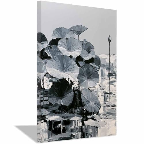 Affiche noir et blanc Art lotuse au couteau pour decoration salon hoqiu