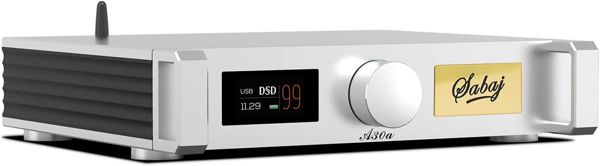 SABAJ A30a Integrated Professional-Grade Hi-Fi Power Amplifier with The Latest DSP Chip and ST High-Power Amplifier Chip,Supports 32bit/768kHz,LDAC/aptX-HD/AAC/SBC,200W×2 Power,with Remote Control