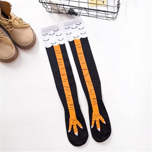 Diffaxy 1 Paar Hühnerfüße Socken Chicken Leg Socks, Lustige Kniestrümpfe mit 3D-Cartoon-Hühnerbeinen Einheitsgröße, Lässige Overknee-Strümpfe für Cosplay und Party-Zubehör (Über dem Knie)