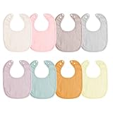 Cherub New Updated Minky Dot Muslin Baby Bibs, 8 Pack Unique Infant Bibs for Newborns and Toddlers. Soft and Absorbent Drool Bibs for Boys and Girls, Perfect for Teething and Drooling (0-36 months)
