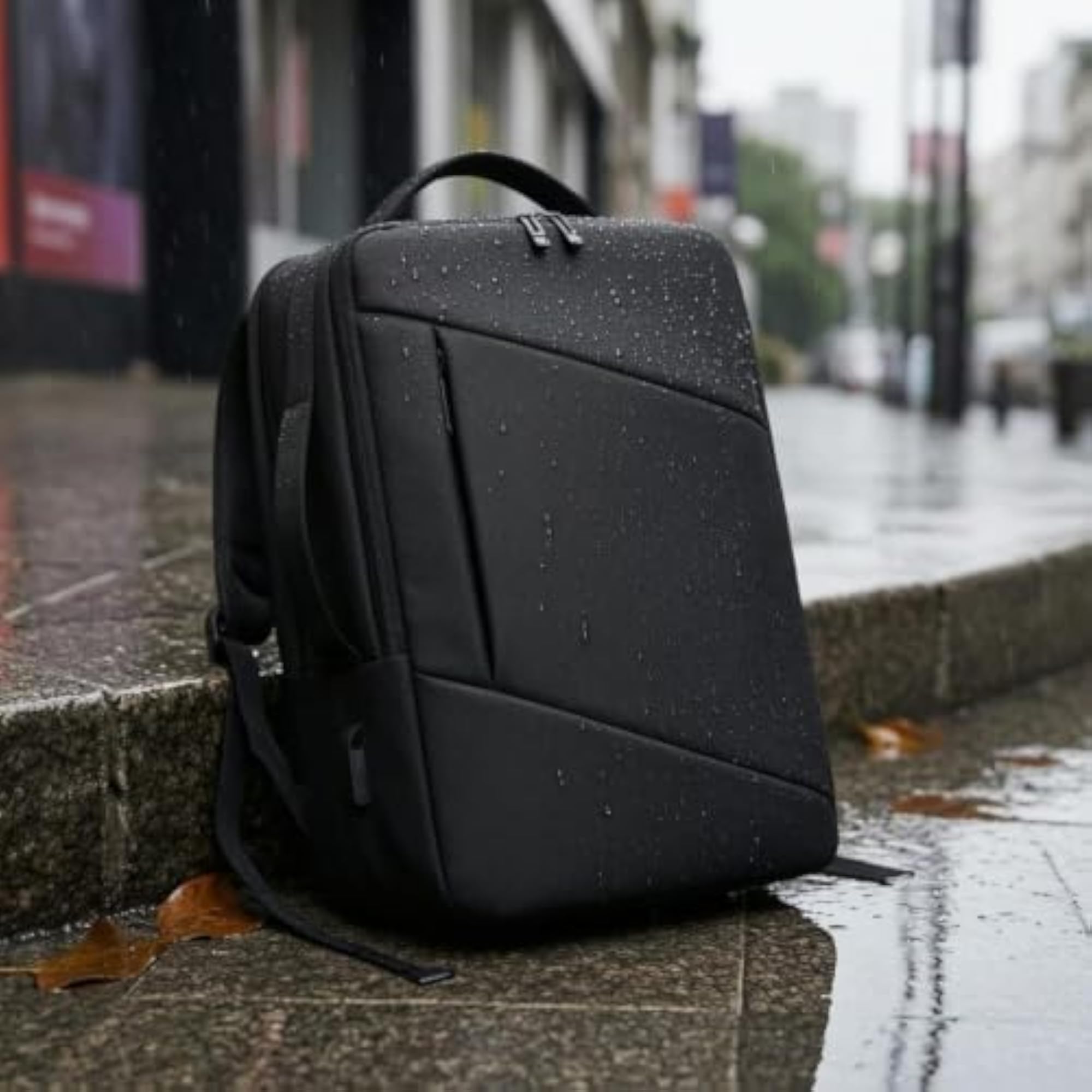 Structured Business Backpack with USB Charging, Black