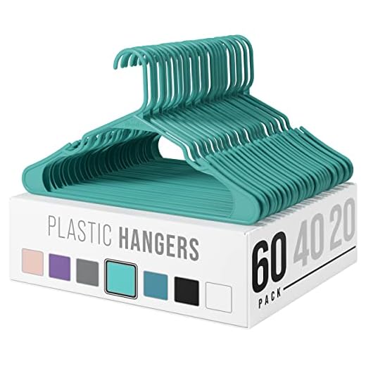 Plastic Clothes Hangers | Durable Coat and Clothes Hangers | Vibrant Color Hangers | Lightweight Space Saving Laundry Hangers | 20, 40, 60 Available (60 Pack - Aqua)