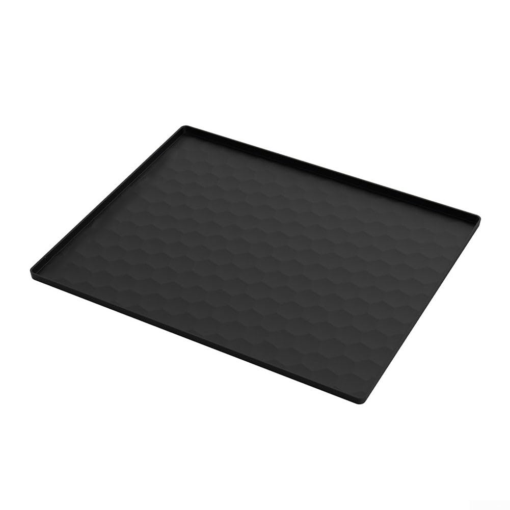 Sumsoctober Bedside Commode Mat Silicone Toilet Mat with Raised Edge Waterproof Non-Slip Mat for Commode Chair and Potty Chair Floor Protection 60x50cm(60 * 50CM Black)