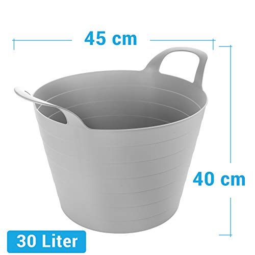 Flexi Wäschekorb 3er Set – Flexible Wäschewanne 30L aus Kunststoff – Robuster Wäschesammler mit Griffen – Universal Aufbewahrungskorb für Haushalt & Bad – Made in EU, 3 Farben