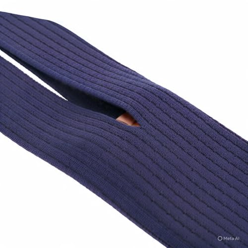 Image of iPhone Pocket Features a Singular 3D-Knitted Construction Designed to fit Any iPhone a Beautiful Way to wear and Carry nitted Scarf with Contrast Stripe Detail, Unisex, (Blue) (Long)
