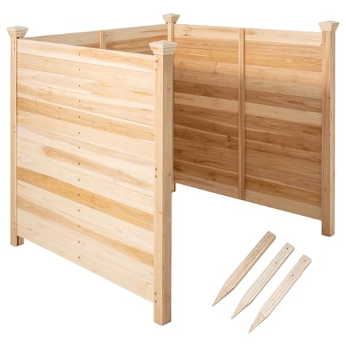 COSTWAY Valla de Privacidad de Madera Abeto, 3 Paneles, 1190 x 1150 mm, Valla Ocultacion Jardin Exterior, Pantalla de Privacidad Aire Acondicionado Jardín, Psicina (natural,3,1190mm)