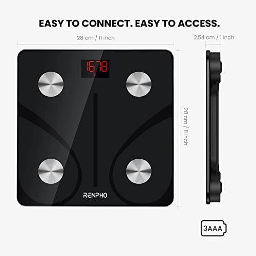 Image of RENPHO BMI Weight Scale & Body Fat Analyzer Machine, Bluetooth Body Composition Scale with APP, 13 Essential Composition Metrics Weighing Machine for Home Health Monitoring (Black)