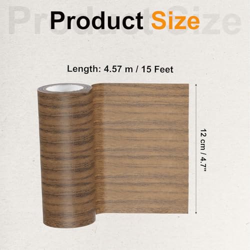 Image of PATIKIL Wood Grain Tape 4.7 inch x 15 Ft, Self-Adhesive Wood Texture Repair Tape Realistic Wood Effect Contact Paper Patch for Furniture Cabinets Floor Walls Home Decoration, Dark Brown Oak
