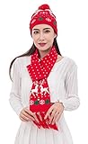 LED Light up Christmas Knit Cap & Scarf Beanie Hat & Scarf Reindeer Xmas for women