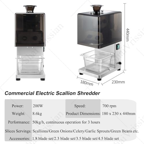 ShaiVrissian Picadora Automática De Cebolletas,Cortadora Eléctrica De Puerros,Motor De Alta Velocidad,Interruptor De Seguridad,Fácil De Limpiar,para Uso Intensivo En Cocina 2.3mm - imagen 3