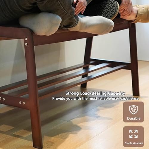 Banc de rangement d'entrée en bois avec coussin confortable pour chaussures - 7