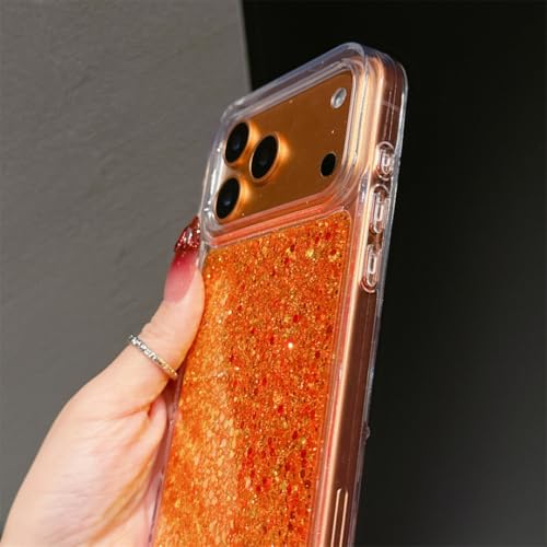 Coque paillettes iPhone 16 Pro Max orange pour briller lors de vos soirées
