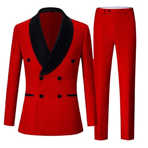 Tuxedos Double Breasted Jacquard Mens Suits for Wedding Shawl Lapel 2 Piece Jacquard Suit Men Blazer Pants
