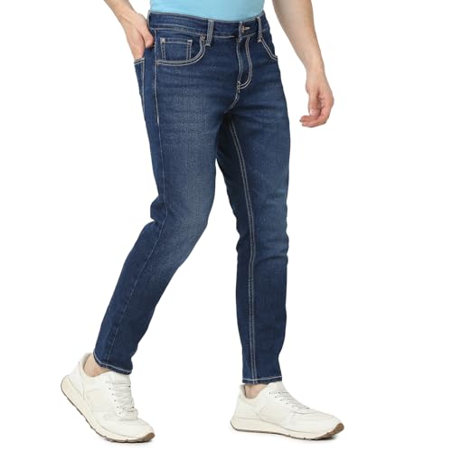 Image of Spykar Men's Kano Slim Fit Mid-Rise Jeans (Ankle Length)