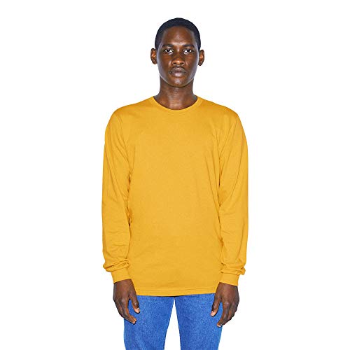 American Apparel Men's Organic Fine Jersey Crewneck Long Sleeve T-Shirt, Pollen, Medium