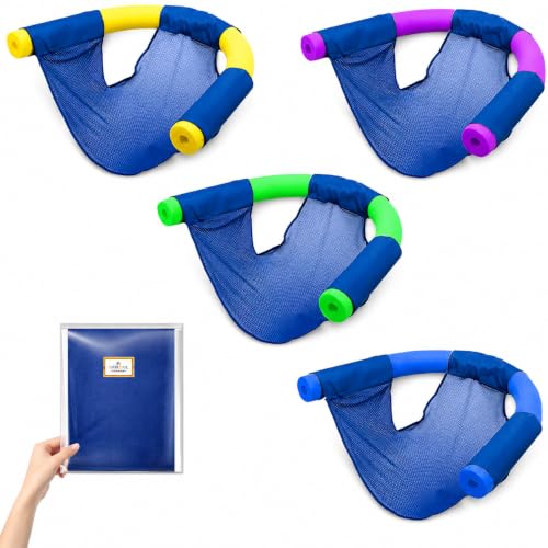 The Dreidel Company 4-Pack Pool Noodle Mesh Chair for Floating Pool Noodle, Only Swimming Net Lounge Chair Seat, Great for Water Relaxation