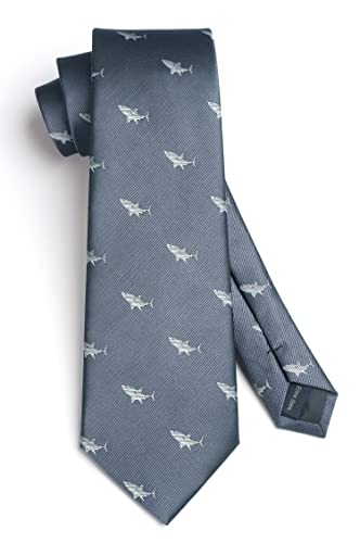 Image of HISDERN Ties for Men Classic Animal Tie and Pocket Square Set Jacquard Woven Silk Neckties Handkerchief Wedding Party