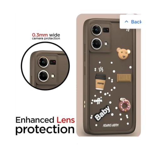 Image of Bintage Cute Fun Taddy Cartoon 3D Ball Bear Milk Cake Coffee Silicon Case Full Body & Camera Protection Back Cover Compatible for Oppo F21 Pro 4G - Brown