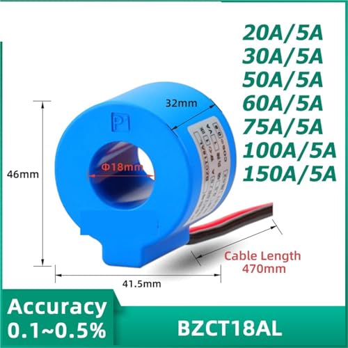 Transformador de corriente toroidal BZCT18AL 20A-5A cable conductor mini CA 2