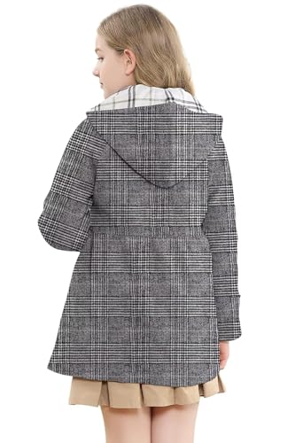 Image of Betusline Girls' Dress Coat, Kids Hoodie Wool Blend Coats Fall Winter Outerwear Peacoat,2-14 Years