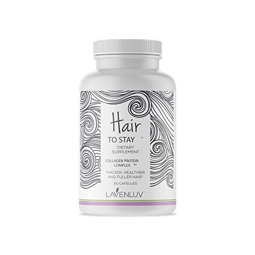 Lavenluv Hair to Stay Collagen Protein, Biotin and Vitamins Complex for Thicker, Healthier and Fuller Hair - Prevents Hair Loss, Treats Thinning, Dry and Brittle Hair - 60 Capsules
