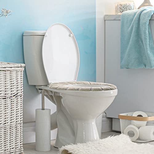Legigo 5 Pack Thicker Bathroom Toilet Seat Cover Pads- Soft Warmer Toilet Seat Cushion Cover Stretchable Washable Fiber Cloth, Easy Installation Comfortable Toilet Lid Seat Cover(Pumpkin-Beige)