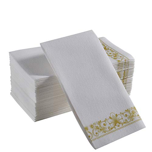 Guest Paper Hand Towels, Air Laid Linen Feel Golden Napkins Durable Decorative Bathroom Hand Towel Also Suitable for Multiple Occasion All kinds of parties, Wedding, Thanksgiving Day and Christmas