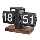 AMSLSIU Elegante orologio a ribalta vintage, attraente orologio automatico che gira le pagine, decorativo multifunzionale per qualsiasi, scrivania digitale retrò.