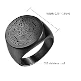 JewelryWe Biżuteria męski pierścionek z grawerunkiem stal szlachetna pieczęć siedmiu archaniołów, srebrny, złoty, czarny, rozmiar 54 mm-72 mm, Kauczuk