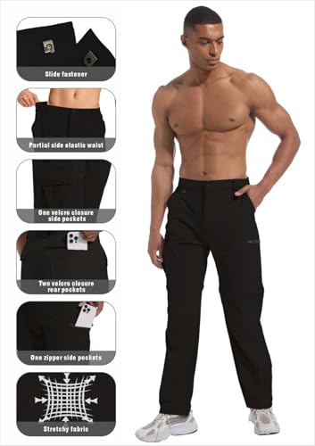 Mens Outdoor Hiking Pants Convertible Lightweight Water Resistant Quick Dry Zip Off Fishing Travel Camping Tactical Pants4
