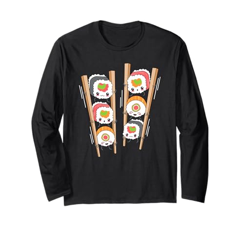 Divertente Kawaii Sushi Giapponese Cibo Sushi Amanti Anime Otaku Maglia a Manica