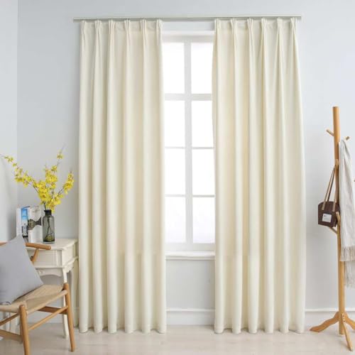 Vetnasa Cortinas Opacas con Ganchos 2 pzas tercio Crema 140x245 cm Casa y jardín, Decoración, Tratamientos de la Ventana, Cortinas y visillos Crema 2,45 KG