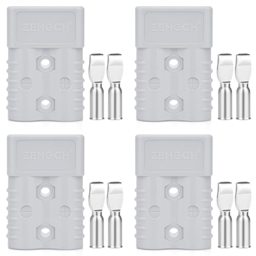ZEHGCH 175Amp 600V Battery Cable Quick Connect/Disconnect Connector Plug Kit for Car Forklift Motor Winch Trailer (2AWG 4PCS Gray)