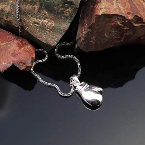Pendentif de combattant en argent sterling, collier gants de boxe look urbain - 2