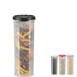 Contenitore alto trasparente per spaghetti e pasta, con coperchio. Contenitore multiuso da cucina per dispensa e conservazione degli alimenti per tagliatelle e fagioli, ermetico, a tenuta stagna,