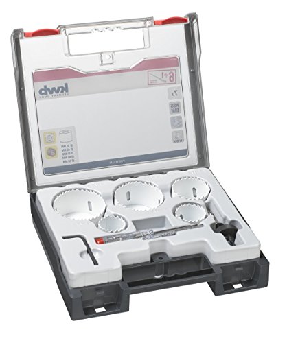 kwb 598210.0 Profi Bi-Metall Lochsäge-Set für Elektriker – 7-teilig, HSS-CO, Vario Zahnung, 8 % Cobalt inkl. Spannungsprüfer, Ø 35 40 51 65 & 68 mm
