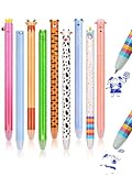 GutSache 9er Set radierbare Gelstifte mit thermoempfindlicher Radiertinte, Radierbar Tintenroller 0,7mm, Tintenfarbe Blau mit Cartoon Tiermotiven, Erasable Pen Set für Schulsachen Bürobedarf