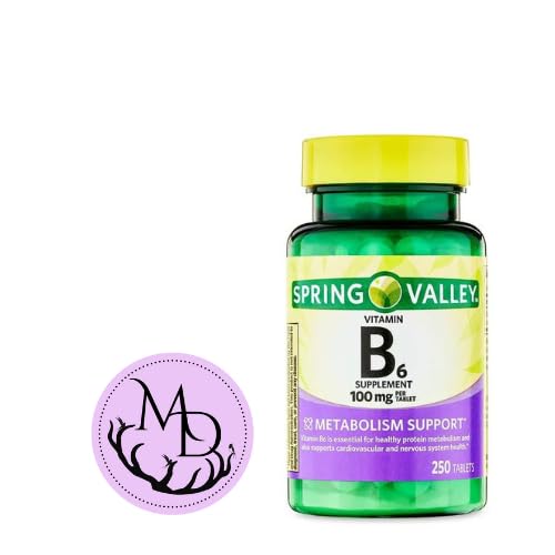 Generic Vitamin B6 Supplement Spring Valley, 100 mg, 250 Count + Sticker Dri Store