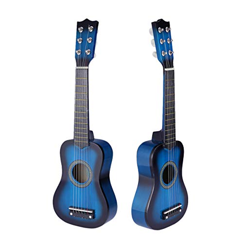 Milisten Guitarra Infantil Acústica De 21 Pulgadas Madera Azul Portátil para Niños Instrumento Musical Juguete Educativo