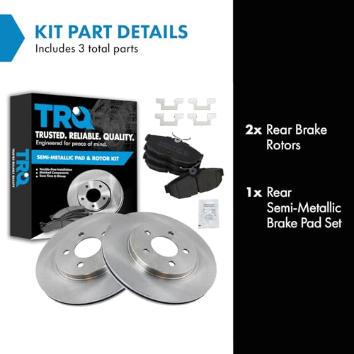 Image of TRQ Rear Brake Pad and Rotor Set Semi Metallic Solid Rotors | For 2005-2014 Ford Mustang