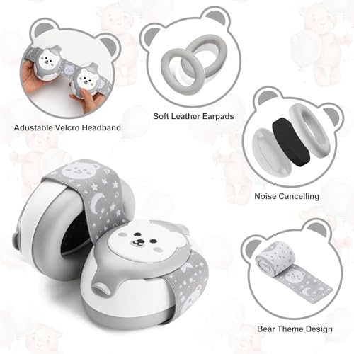 Image of BIGASUO Baby Headphones-Infant Ear Protection for Babies 0-36 Months, 25dB NRR Baby Noise Cancelling Headphones with Little Bear Design,Airplane Essentials for Travel /Improves Sleep /Outdoor (BG37)